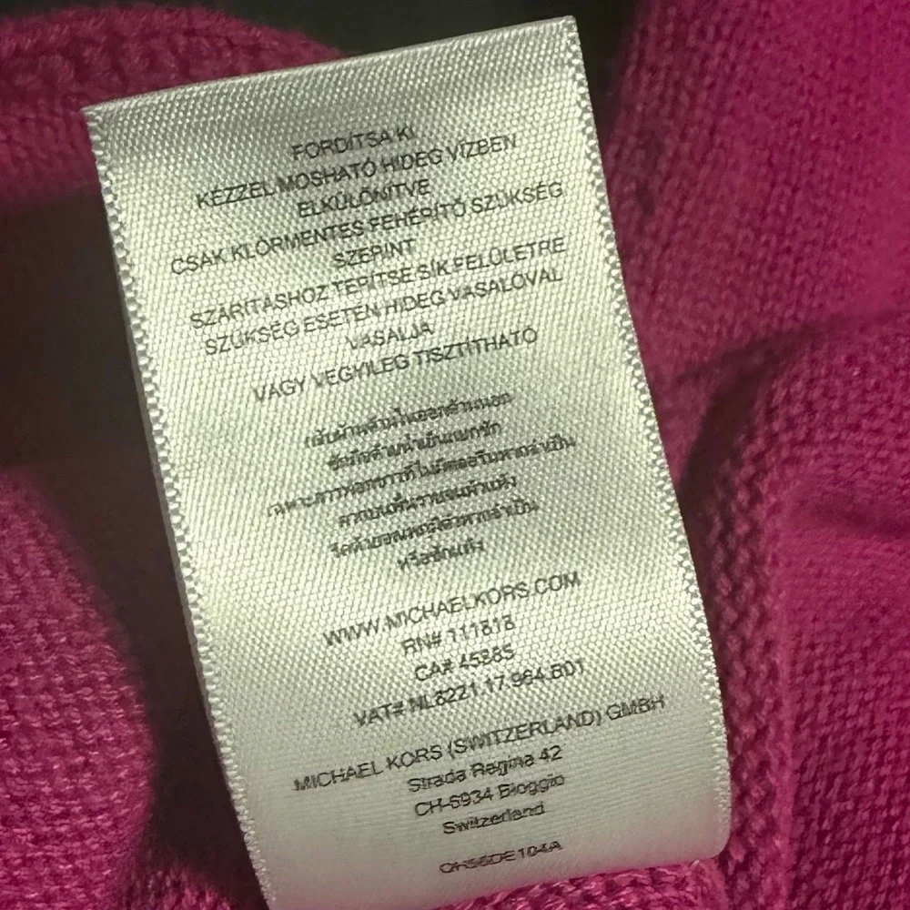 Michael Michael Kors Women's M Pink Long Knit Sweater Gold Half Zip Pullover